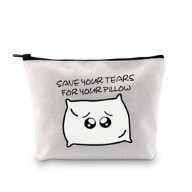 JXGZSO Pillow Print Makeup Bag Save Tears For Your Pillow Cosmetic Makeup Bag Self Healing Gift For Women Anxiety Inspirational Gifts