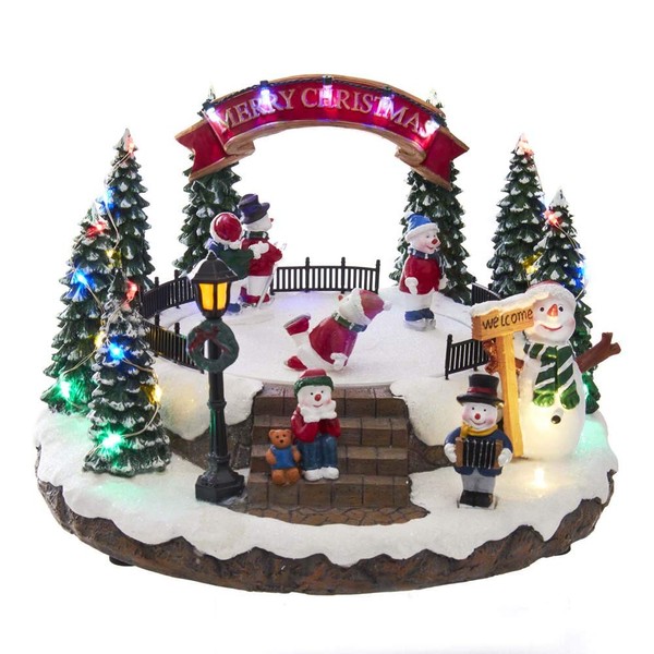 Kurt S. Adler Battery-Operated LED Musical Snowman Ice Rink Table