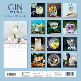 Red Robin 2025 Gin O'Clock Monthly Wall Calendar | 12" x 24" Open | Premium Thick & Sturdy Paper | Hangable 12 Month Calendar | Plastic Free | 4 Month Transition Page for 2024