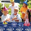 80th Birthday Table Cloth, 137x274cm Tablecloths Blue and Sliver 80th