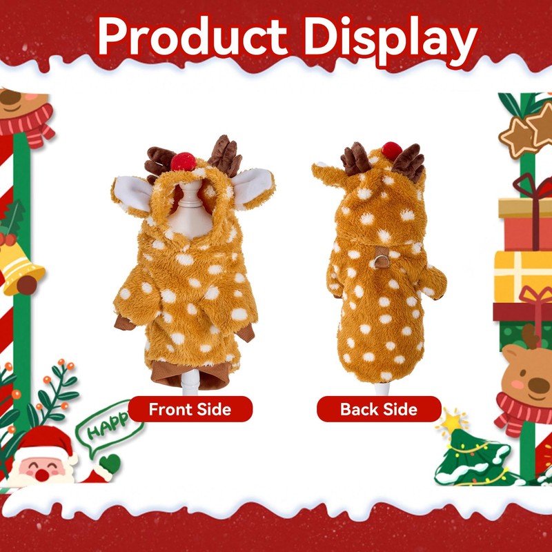 hoyuwak Reindeer Dog Costume Cute Pet Girl Christmas Moose Coat