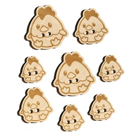 Cute Sitting Chicken Wood Buttons for Sewing Knitting Crochet DIY Craft - Large 1.25 Inch (5pcs)