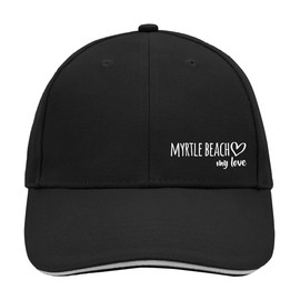 Huuraa Cap Hat Myrtle Beach My Love Unisex Cap Size for All Fans of Myrtle Beach USA Gift Idea for Friends and Family, Black/Light Grey