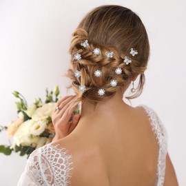 Wedding Hair Pins with Pearls for Brides 30 Pack Silver Rhinestone Hair Accessories for Women and Bridesmaids