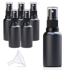 seafulee Pack of 6 Black Coated Glass Spray Bottle, 1 oz, Small Reusable Refillable Cosmetic Mist Bottle For Skincare,Haircare,Essential Oil, 30ml Fine Mist Sprayer (Black, 1oz (6pcs))