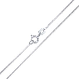 Flexible Strong 1MM .925 Sterling Silver Magic 8-Sided Snake Chain Necklace for Women and Men 16 Inch