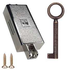 cyclingcolors Cabinet Lock with Key Vintage Rund Burnished Furniture Wardrobe Cupboard Drawer Cabinet Door Catch, Left