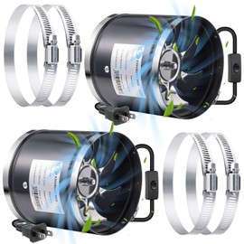 Dreyoo 6 Inch Inline Duct Fans 460 CFM, 2 Pack Quite Ventilation Exhaust Fans with Duct Clamps for Grow Tent, Mini Greenhouse, Basement, Bathroom, Low Noise