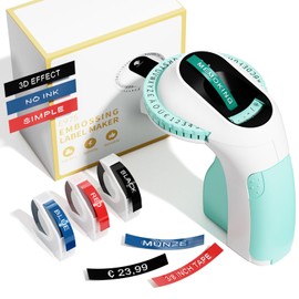 Memoking E975 Labelling Device - 3D Labelling Device Embossing Device with 3 Rolls Embossing Device Labels, Handheld Labelling Device with Embossing, Portable Label Embossing Device for Home, DIY