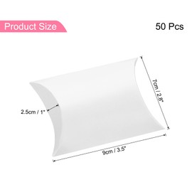 uxcell 50Pcs Pillow Boxes 3.5 x 2.8 x 1 Inch Gift Boxes with Ribbons, Presents Paper Candy Favor Boxes for Gift Wrap Wedding Birthday Party, White