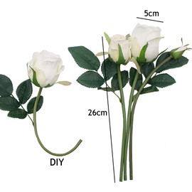 SnailGarden 18 Heads Silk Roses Artificial Flowers, Silk Rose Bouquet & Flower Ribbons, Artificial Decorative Flowers Silk Rose Bouquets for Wedding, Table Decoration for Office, Home, Gift