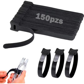 Ataduras Gestión de Cable Cinchos de Tela Ties Ajustables Bridas Ordenador Sujeta Cables Reutilizables Correas Gancho y Bucle Organizador Hogar Oficina 150pzs