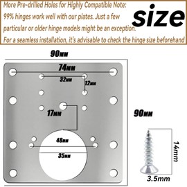 6PCS Cabinet Hinge Repair Plate Kit – Stainless Steel Hinge Repair Brackets with Screws for Kitchen Cabinets, Cupboard Doors, Furniture Fixing