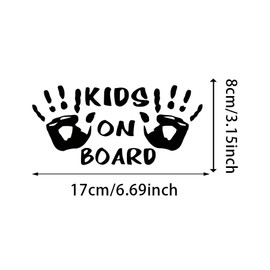 2PCS 6.7"x3.1" Kids On Board Car Decal Sticker - High Adhesive Waterproof & UV Resistant, Baby on Board Warning Sign for Rear Window,Safety Decal #AZ34 (Black)