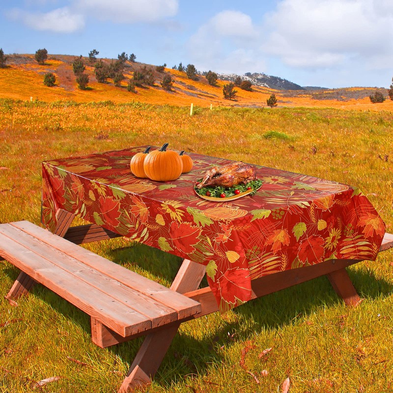 Tegeme 1 Pcs Thanksgiving Tablecloth Disposable Rectangle Plastic Tablecloth Fall