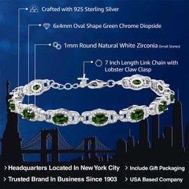 Gem Stone King 7-14 Cttw Oval Gemstone Birthstone Tennis Bracelet For Women | 925 Sterling Silver | Oval 6X4MM | 7 Inch With 1 Inch Extender | Fine Jewelry Gifts for Her Mom Women Wife