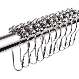 LIHAO - 12 Aros de Cortina de Ducha de Acero Inoxidable con Sistema de Deslizamiento, 12 Ganchos únicos, 69 x 39 mm