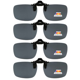 Eyekepper Flip-up Clip-on Sunglasses Polarized 60x43 MM 4-Pack Metal Glasses Clip (Grey Lens)