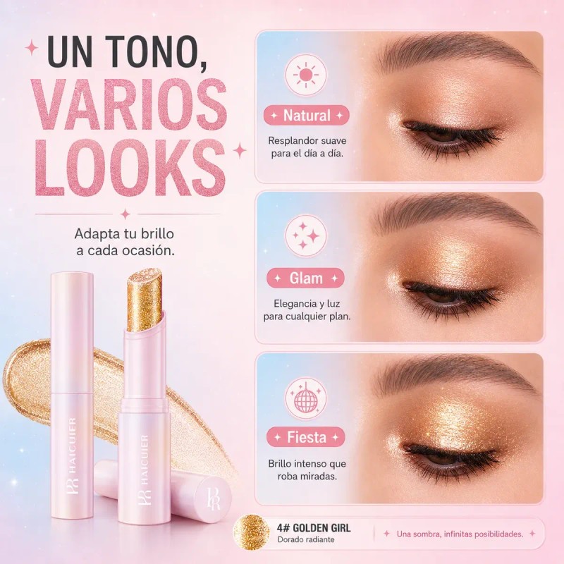 Sombra En Barra Dorada Glitter Para Ojos Haculier