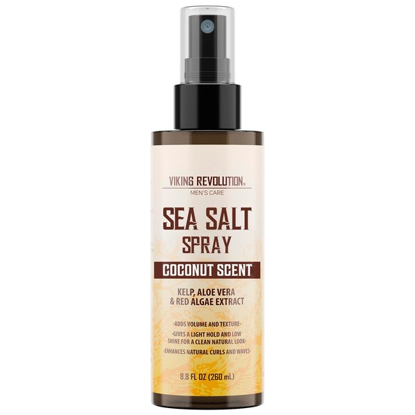 Viking Revolution Coconut Sea Salt Spray for Hair Men - Hair Texturizing Spray with Kelp, Aloe Vera & Red Algae Extract - Surf Spray to Add Volume and Texture - Sea Salt Spray for Men Beach Hair Spray