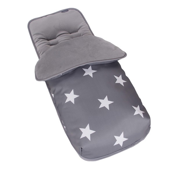 My Babiie Footmuff, Fleece Lined Cosytoes, Universal Fitting for Pushchair, Stroller, Buggy & Pram, Dual Layer, Showerproof, Accessory for Baby (Grey Stars)