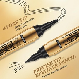 2-in-1 3D Dual-Ended Eyebrow Pencil, Waterproof and Sweatproof Microblading Eyebrow Pencil, Long-Lasting Smudge-proof Eyebrow Pencil Creates Natural Eyebrow Shape (Grey)