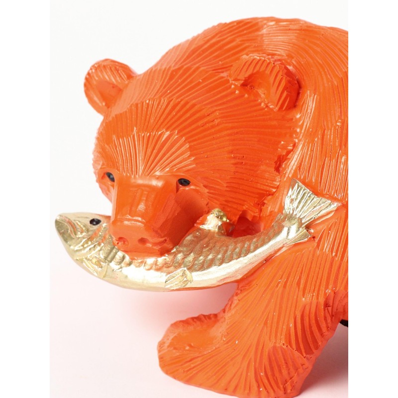 Beams Japan Salmon Bear Piggy Bank, Orange