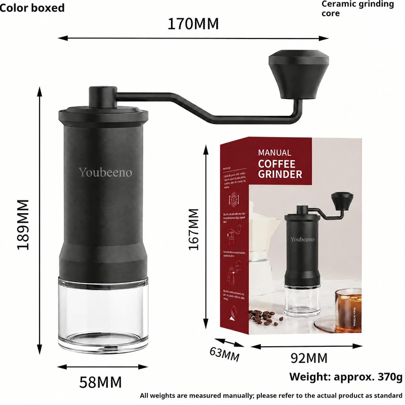 Manual Coffee Grinder – Stainless/Ceramic Burr 25 g, 8-Level Hand