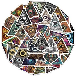 Ojos Illuminati Stickers y Pegatinas de Vinilo 50 Pack. Estampas decorativas de alta Calidad HD. (OJOILUMINA75)