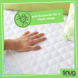 Snug Get Fresh Mattress Protector - Anti Allergy and Anti-Bacterial Mattress Pad Cover with Elasticated Straps to Fit All Mattress Depths – Single – 190 x 90cm White