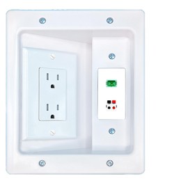 RiteAV SC-APC-SX Speaker Recessed Wall Plate Cable Concealer Management Kit with Power Outlet Hides Cords and Cables