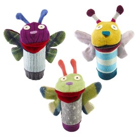 Cate and Levi - Hand Puppets for Kids, Adults and Toddlers - Premium Reclaimed Wool - Handmade in Canada - Machine Washable (Butterfly)