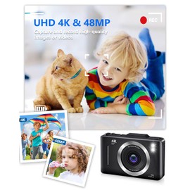 Digital Camera, FHD 1080P Kids Camera Digital with 16x Zoom Anti Shake, 32GB Card, 4K 48MP Portable Compact Point and Shoot Cameras, Vintage Small Camera for Teens Beginner Kids Present