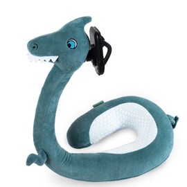 U Shaped Pillow Phone Holder 360 Degree Rotation Cute Animal Neck Cushion Phone Stand for Home Lake Blue Dinosaur 30x75cm/11.8x29.5in