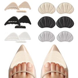 XXXX 3 Paar Schuhfüller Schuhpads Zehen Einlegesohlen Vorfuß Verstellbarer Schuhfüller (Schwarz Weiß Beige) + 3 Paar Fersenschuhpolster Fersenkissen Fersenschutz Einlegesohlen (Schwarz Grau Beige)