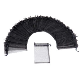 Dealglad 50pcs Drawstring Organza Jewelry Candy Pouch Christmas Wedding Party Favor Gift Bags (8x12", Black)