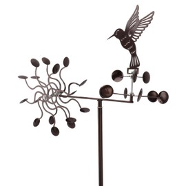 Wind Spinners Hummingbird Windmill, Outdoor Metal Iron Wind Spinner, Garden Stake Sculpture, with Stable Rotation for Yard, Patio, Backyard