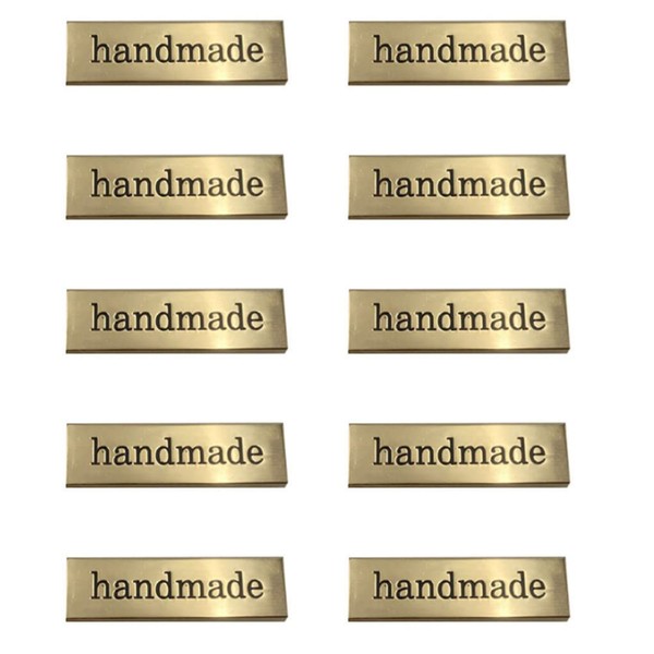 Metal Labels Tags for Clothes Shoes Bags Rectangle Hand Made Printed Labels DIY Sewing Crafts DIY Craft Accessories 10Pcs Tile Stickers