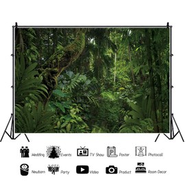 DORCEV 12x8ft Jungle Forest Photography Backdrop for Outdoorsy Camping Theme Party Background Spring Mysterious Rainforest Jungle Forest Tree Natural Scenery Kids Adult Wedding Photo Studio Props