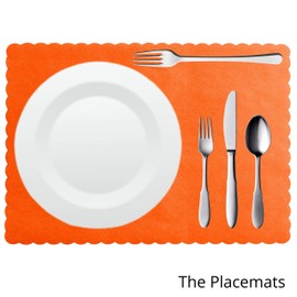 Paper Placemats for Dining Table – Disposable Scalloped Edges Color Table Mats Great for Parties and Christmas Table Decorations 10"x14" (Orange) 50ct