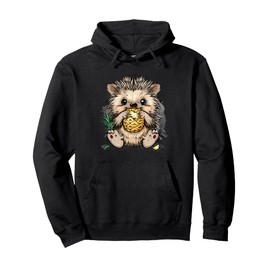 Pineapple Hedgehog Drawing Hedgehog Lover Colourful Artwork Pullover Hoodie