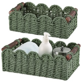 Storage Basket Wicker Baskets for Organizing Toilet Paper Storage Basket for Toilet Tank Top,Green