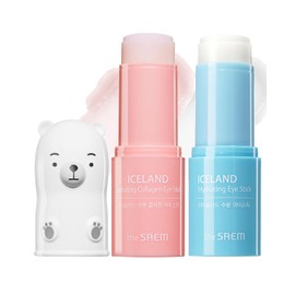Bálsamo para ojos refrescante y antiarrugas para ojeras e hinchazón, hidratante y con colágeno SAEM Iceland, paquete de 2 unidades: tratamiento para las ojeras y la hinchazón, dúo hidratante y