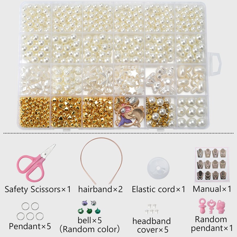 DIY Pearl Bracelet Making Kit-720pcs Real Shell Pearls & Starter