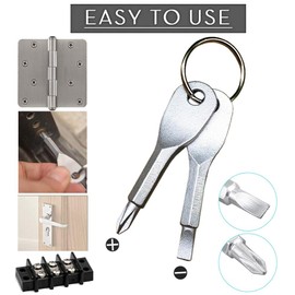 SANJINFON Pocket Screwdriver Dual-purpose: Flat Head Screwdriver & Small Phillips Head Screwdriver Set, Mens Keychain Tool, Mini EDC Keychain Screwdriver Gadgets, Great Gifts for Men Dad Boy (2Pcs SL)