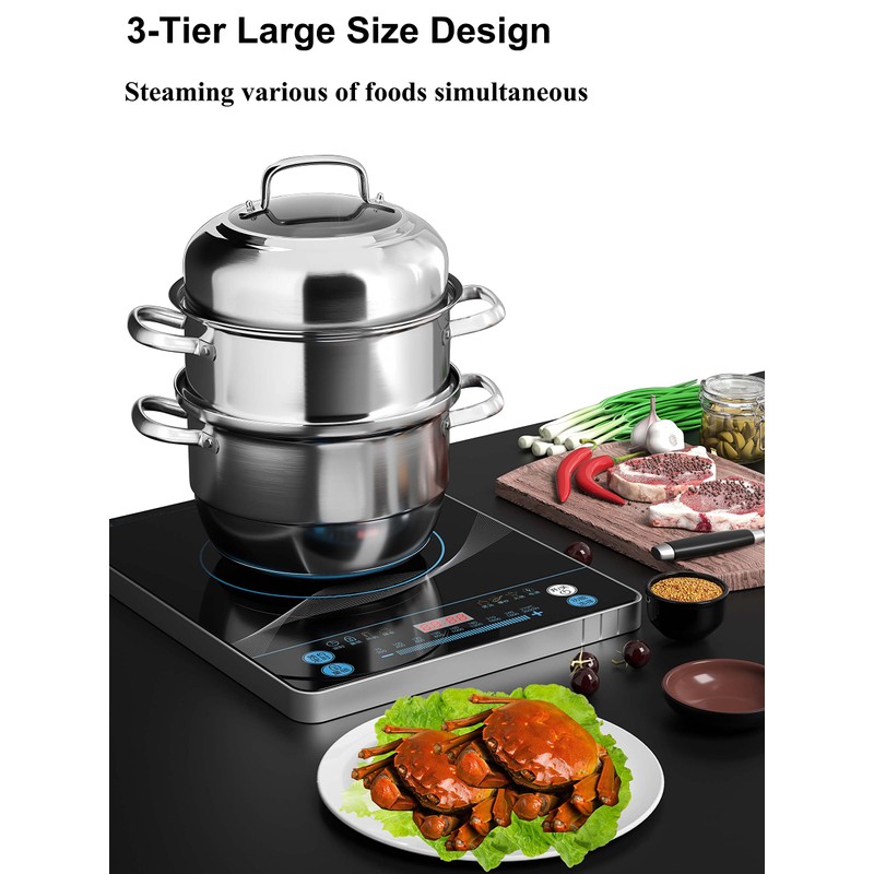 VENTION Large Stainless Steel Induction Steamer Pot for Cooking(30cm), 3