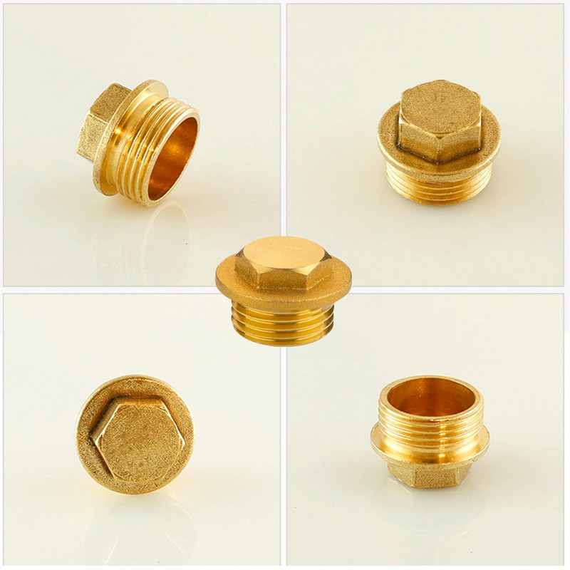 Pack of 4 Brass Plugs, 1/2 Inch Male Thread Sealing