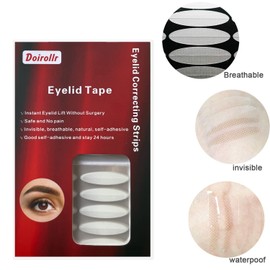 Doirollr 400PCS 3MM Single-Sided Eyelid Tapes Stickers, Medical-use Fiber Eyelid Strips, Instant Lift Eye Lid Without Surgery, Perfect for Hooded, Droopy, Uneven, Mono-eyelids