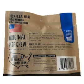 Frankly Chicken Flavor Beef Roll Wrap Chews,Pack of 5,Small Rolls,5 inches Long 100percent U.S.A Made American Beef Chew