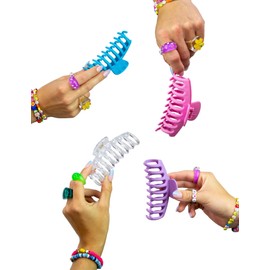 Trademark Beauty Claw Clips - Lightweight Soft Spring Design Hair Clips, Versatility, Anti-Slip Material, For All Hair Types - Colorful, (Pack of 4)